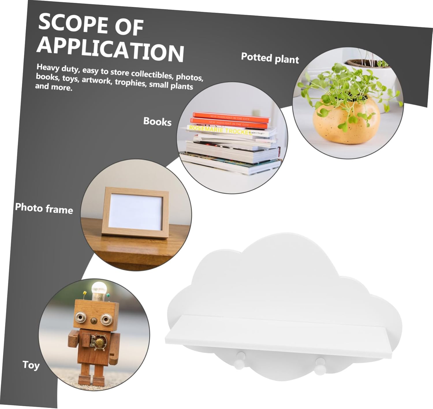 ARTIBETTER Cloud Shape Floating Shelf 14 Inch White Wall Mounted Storage