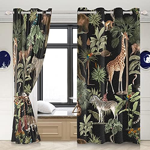 Yeele Animal Curtains Jungle Wildlife 3D Print Grommet Panels
