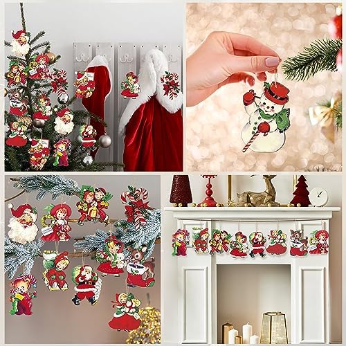 24 Pcs Christmas Wood Hanging Ornaments