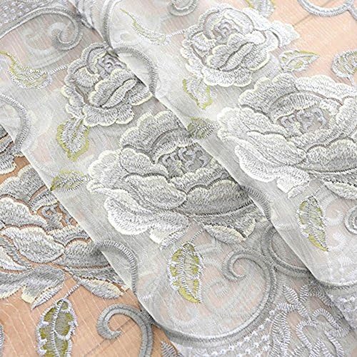 Floral Embroidered Sheer Curtains 1 Panel Rod Pocket Top W75 x L84