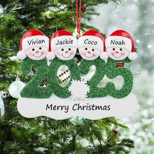 Personalized Family Christmas Ornament Snowman 4 Person
