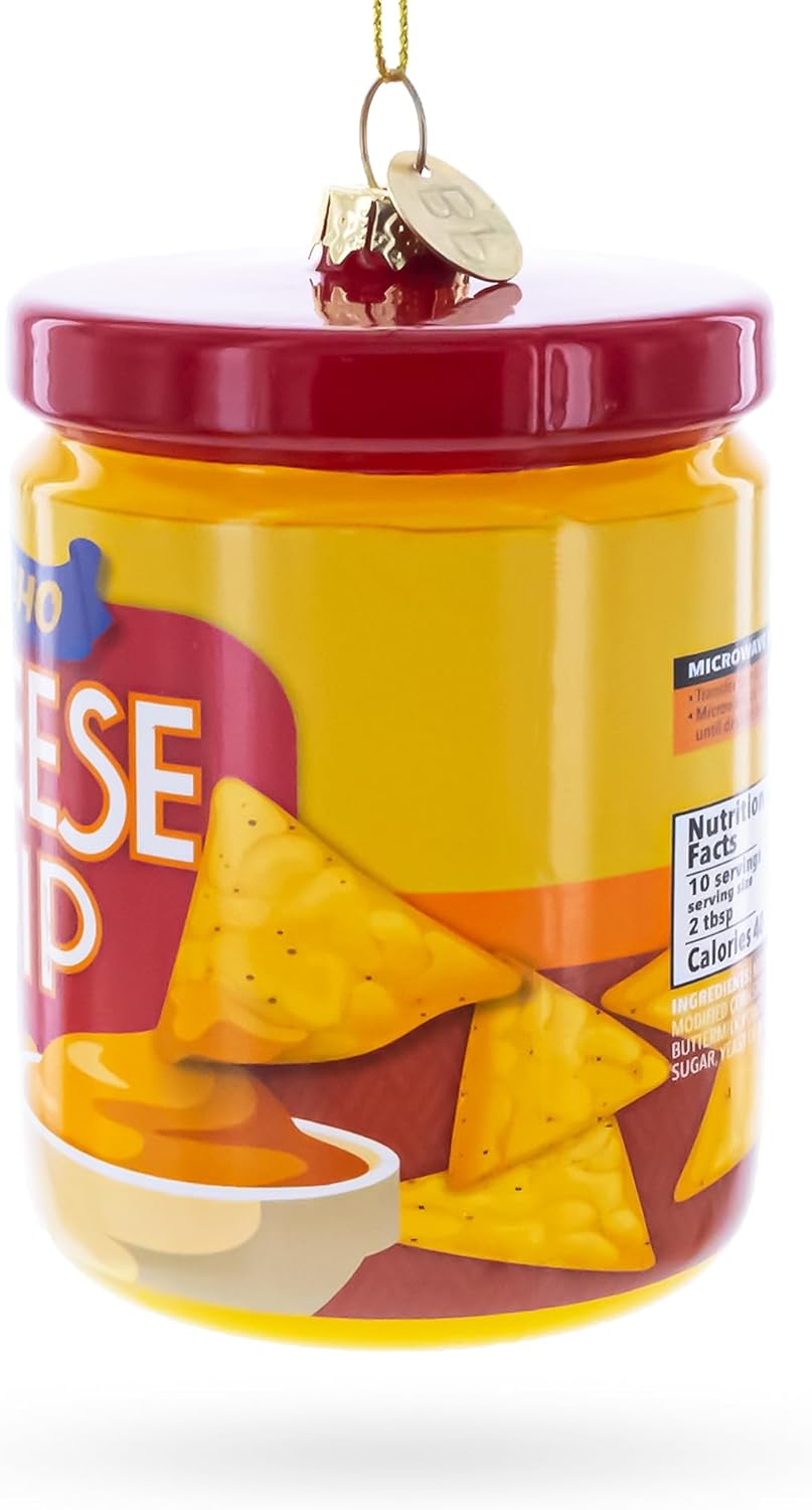 Nacho Cheese Dip Jar Blown Glass Ornament