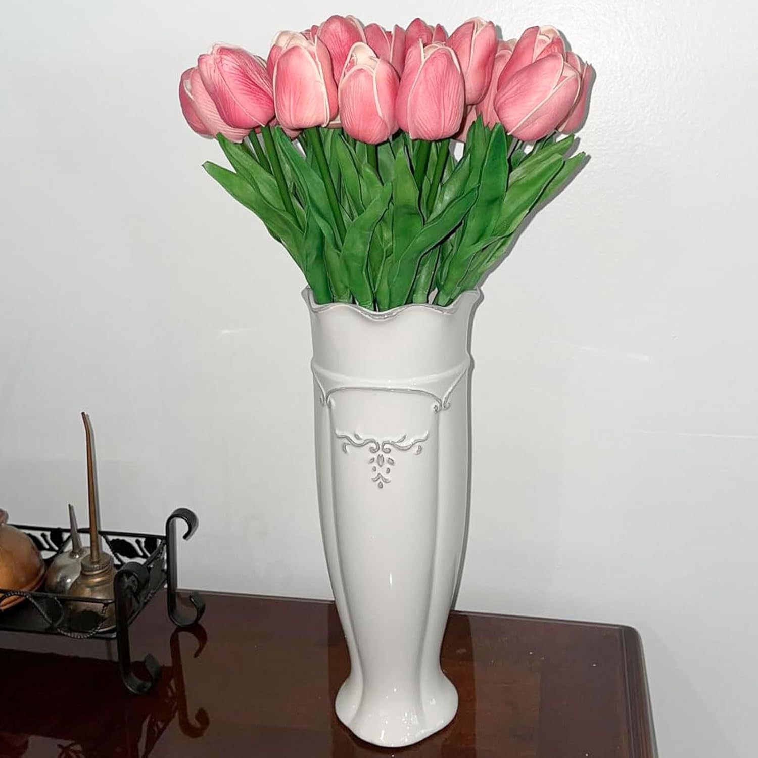 Hjn White Vase for Flowers Ceramic French Rustic