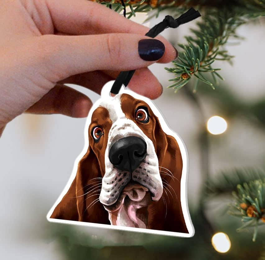 WIRESTER Cute Basset Hound Christmas Hanging Ornament