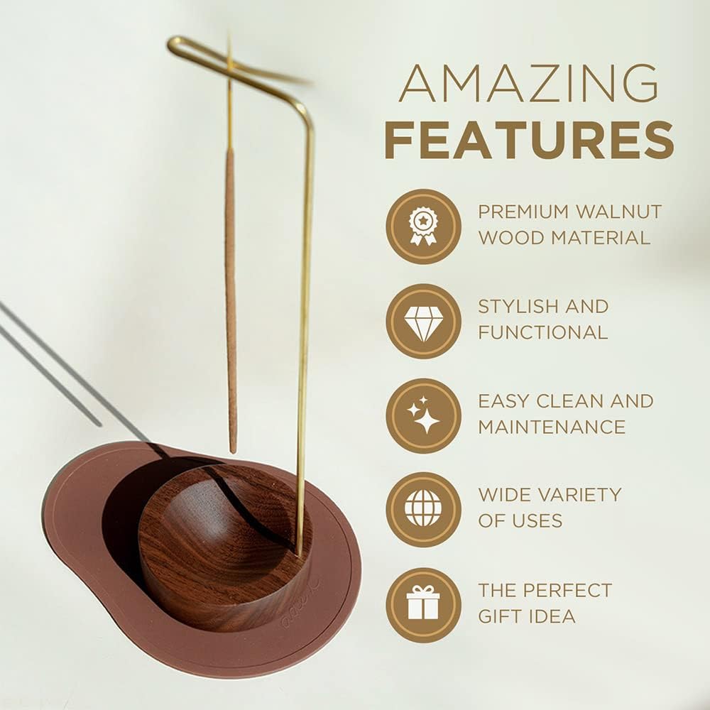 Dostende Incense Holder with Brass Stick Holder and Ash Catcher