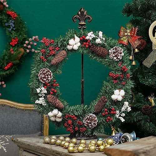 Adjustable Wreath Stand - Wrought Iron with Fleur De Lis Design