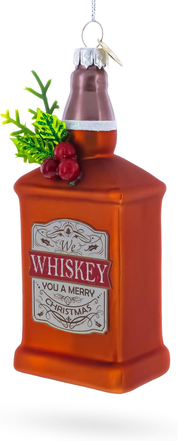 Whiskey Bottle Blown Glass Christmas Ornament 1