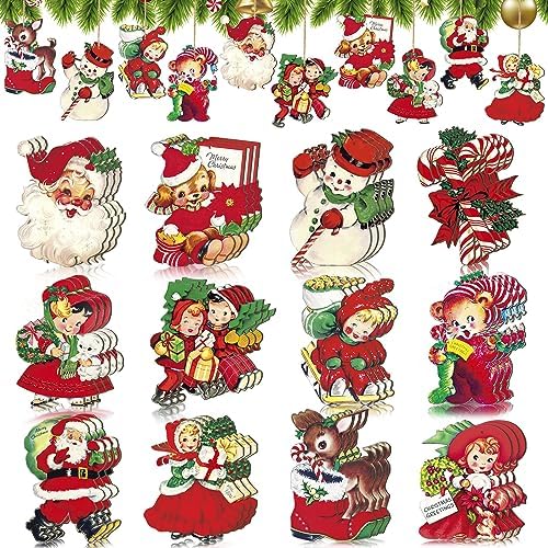 24 Pcs Christmas Wood Hanging Ornaments