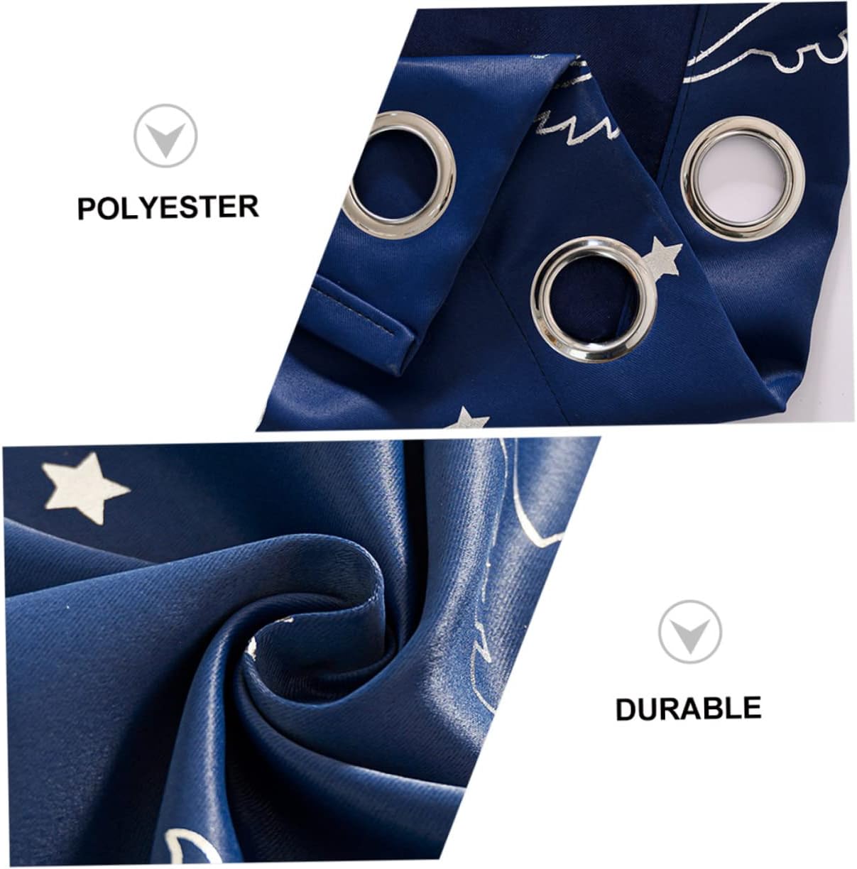 1 Pair Adorable Dinosaur Printed Curtains for Home Navy Blue