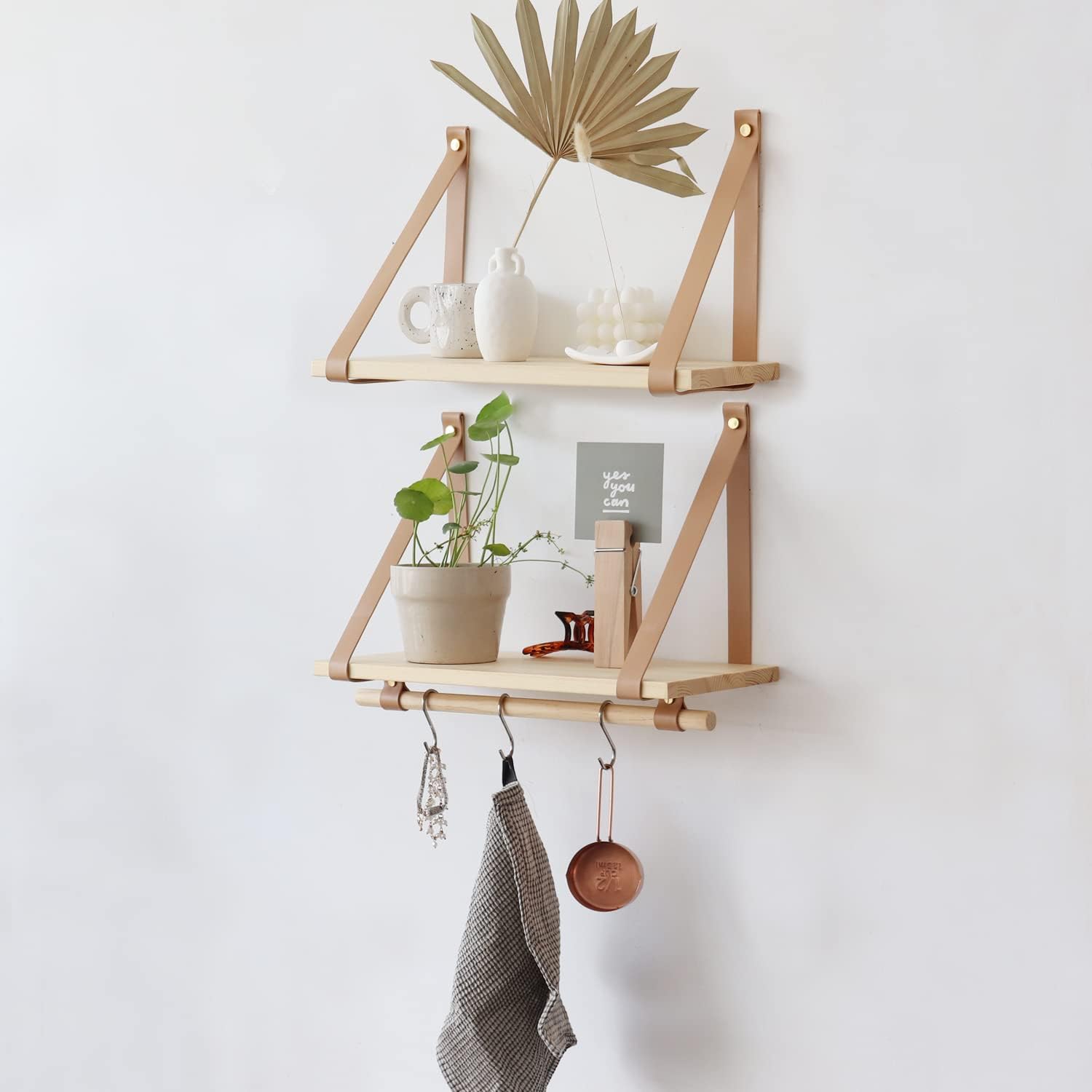 FRIADE Wall Floating Shelves Set of 2 Burlywood