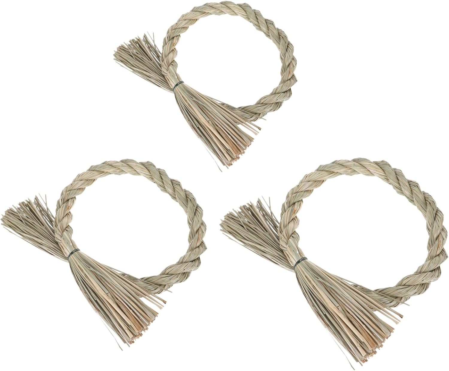 3pcs Khaki Straw Wreath Frames for Christmas Decor
