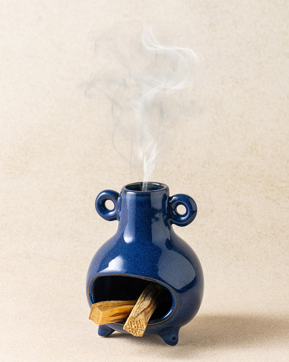 Handcrafted Palo Santo Holder with Blue Design
