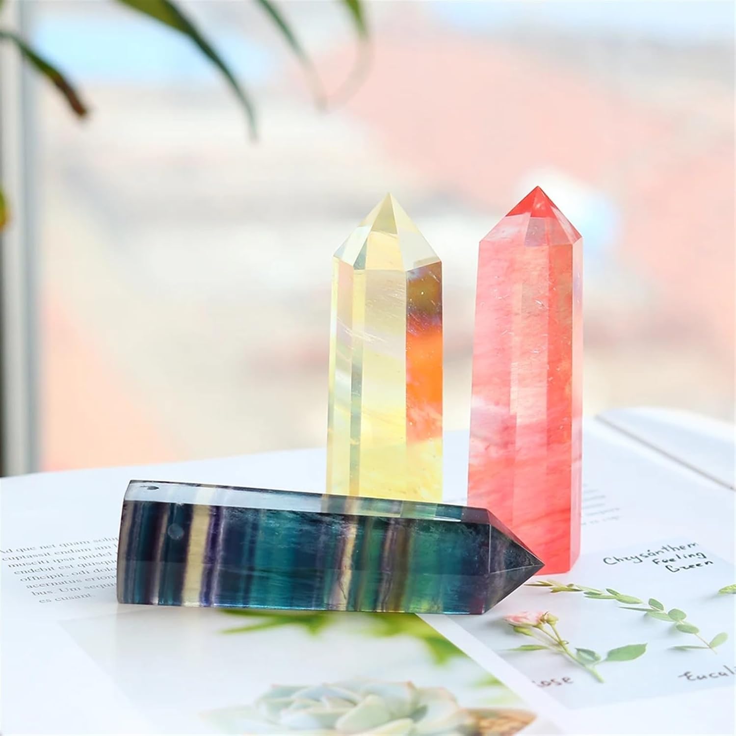 AtkitS Natural Crystal Column Energy Wand