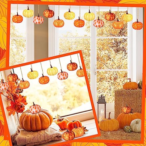 Libima 12 Pcs Plastic Mini Pumpkin Hanging Decor