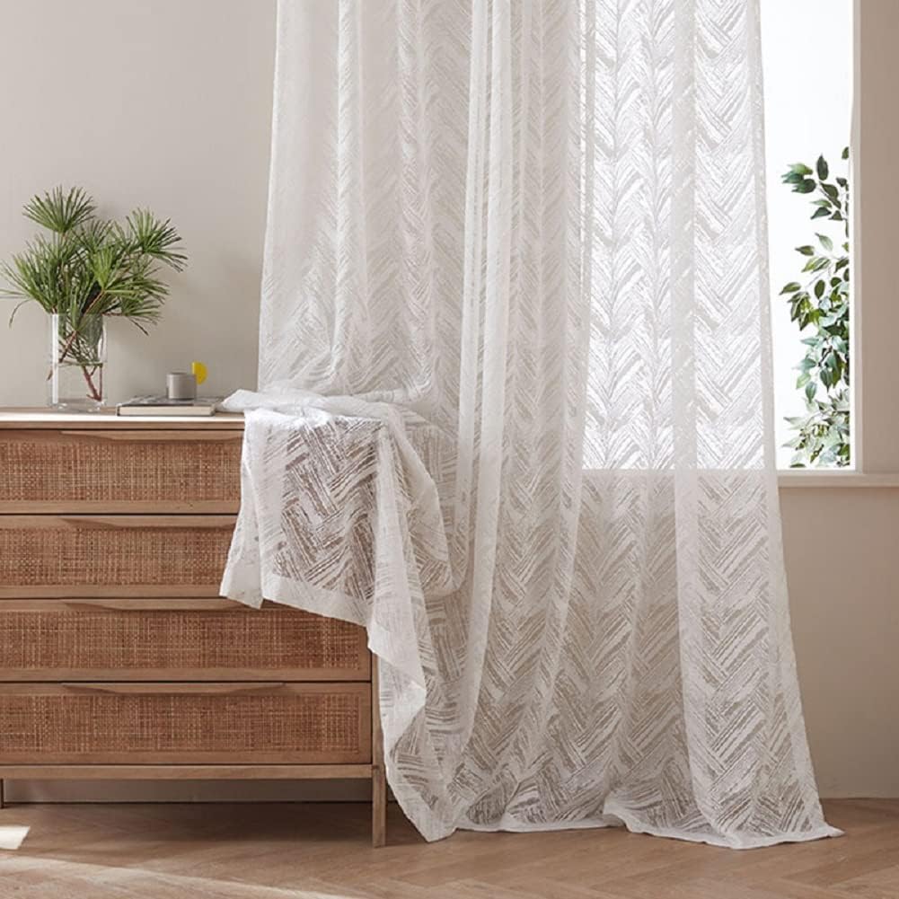 Simple Geometric Pattern Rod Pocket Curtains 2 Panels