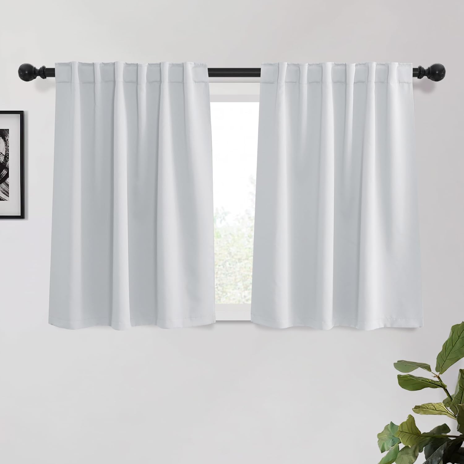 KGORGE 45 Inch Curtains 2 Panels Greyish White