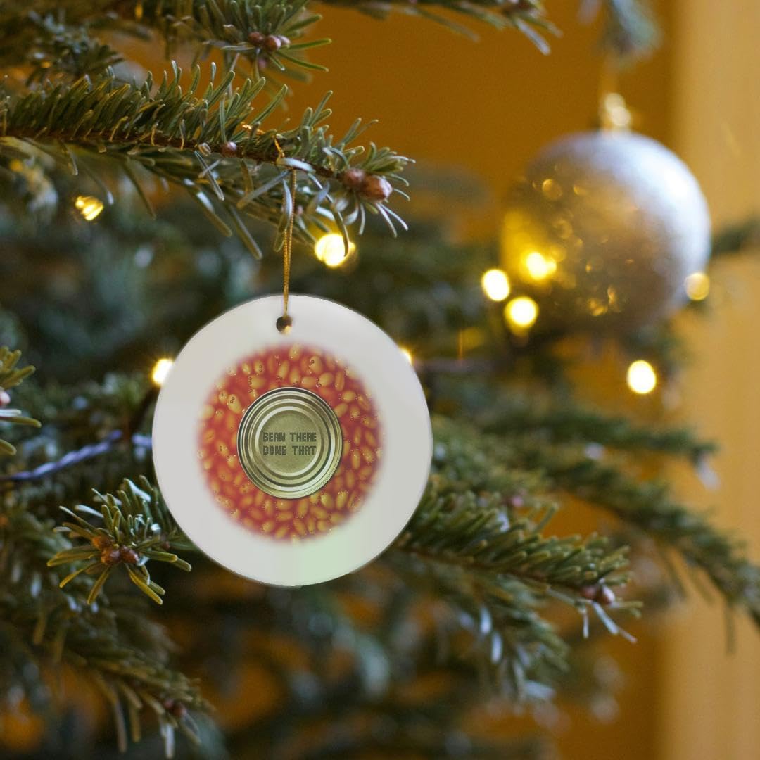 Circle Porcelain Ornament with Baked Beans Eyes Design