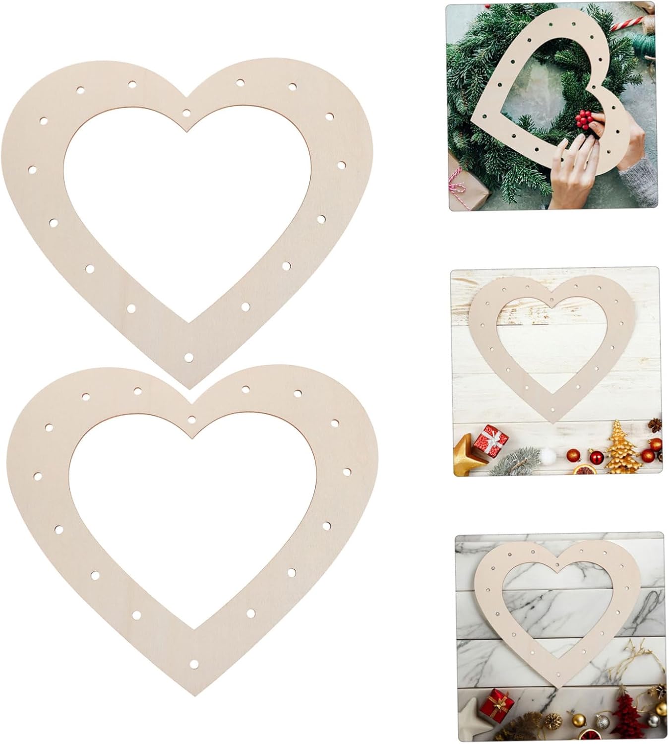 NUOBESTY 2pcs Heart Wreath Frame for Holiday Decor