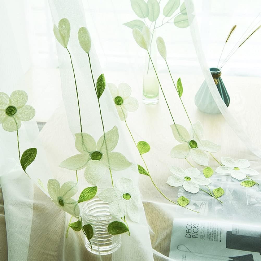 Simple Small Fresh Delicate Embroidery Basic Rod Pocket Curtains