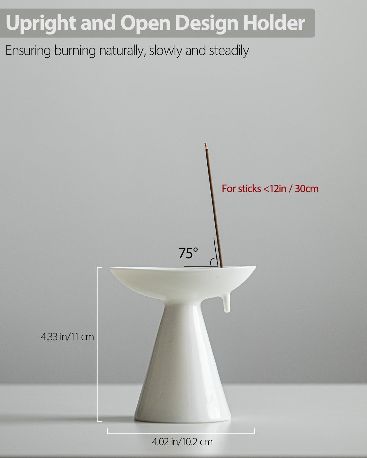 Minimalist Modern Ceramic Incense Stick Holder with Ash Catcher
