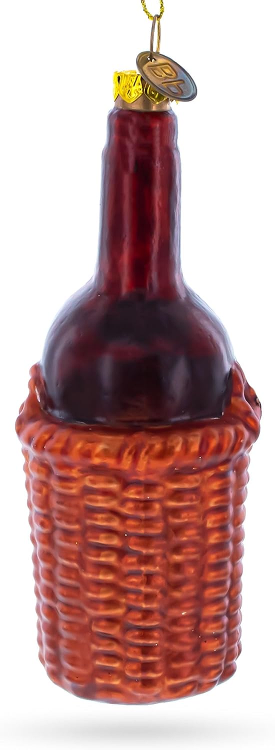 Red Wine Bottle Blown Glass Christmas Ornament 1