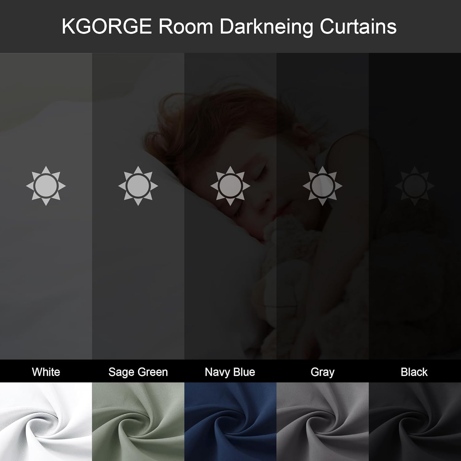 KGORGE 45 Inch Curtains 2 Panels Greyish White