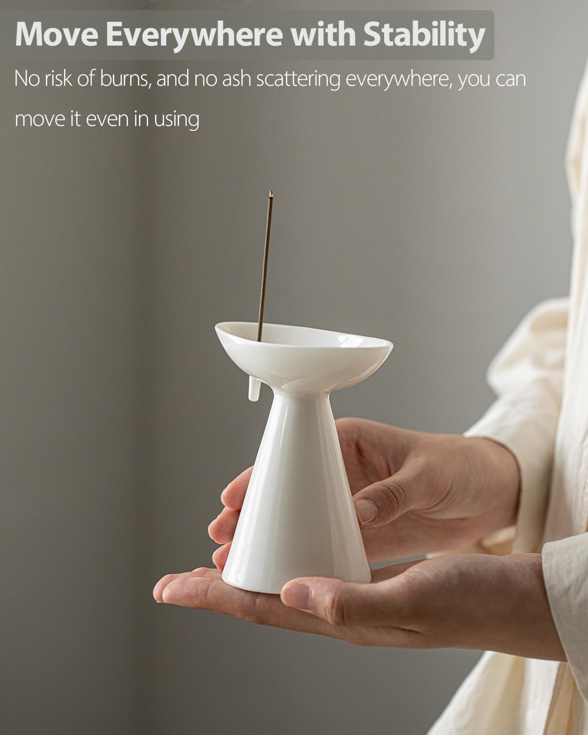 Minimalist Modern Ceramic Incense Stick Holder with Ash Catcher