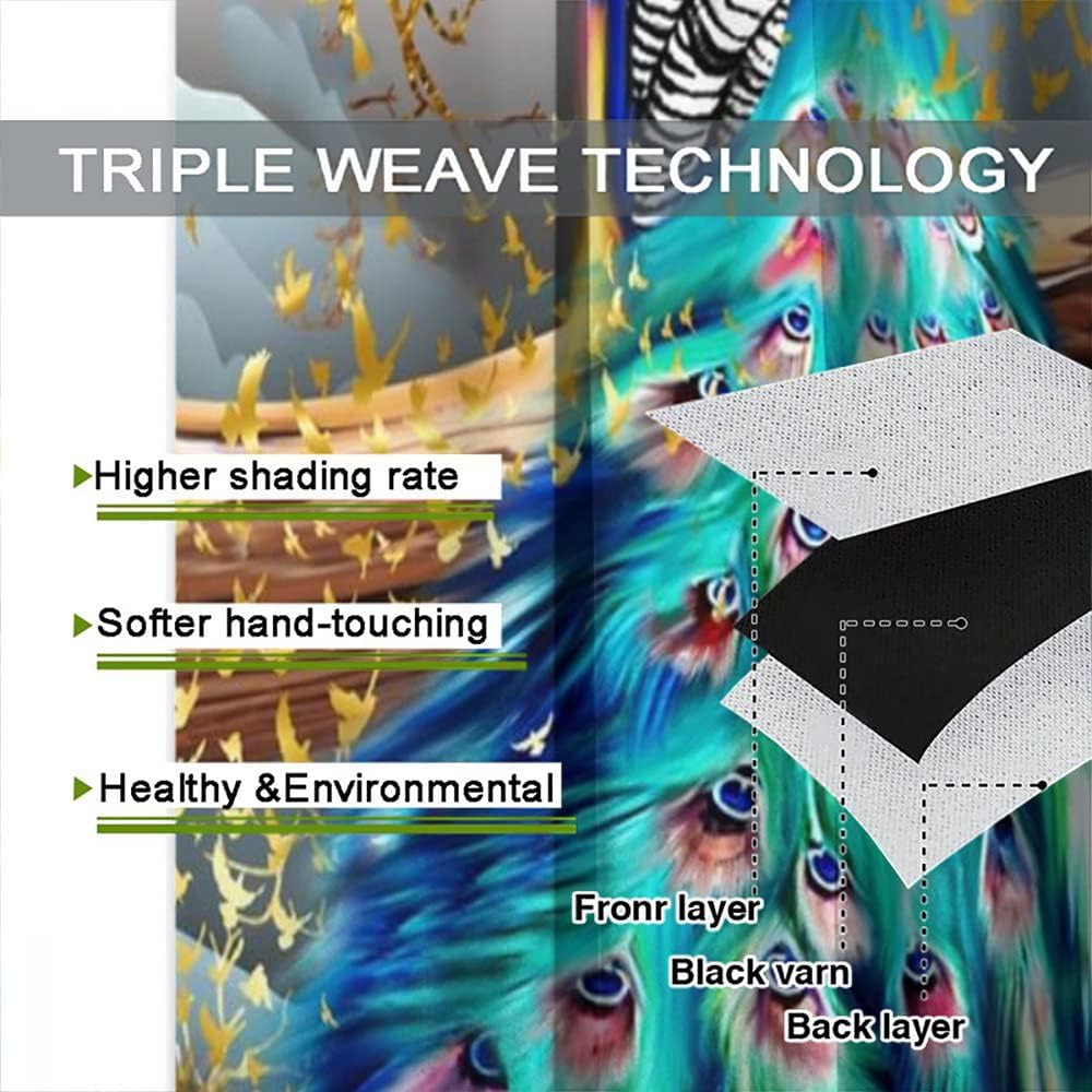 Peacock Curtains with Golden Butterfly Design