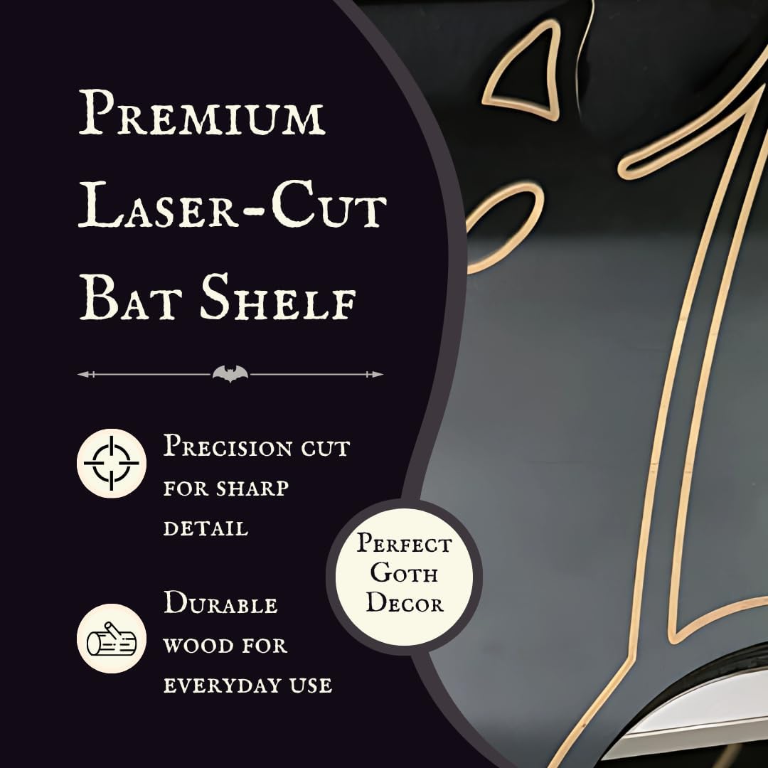 Gothic Bat Shelf Wall Decor with Hooks