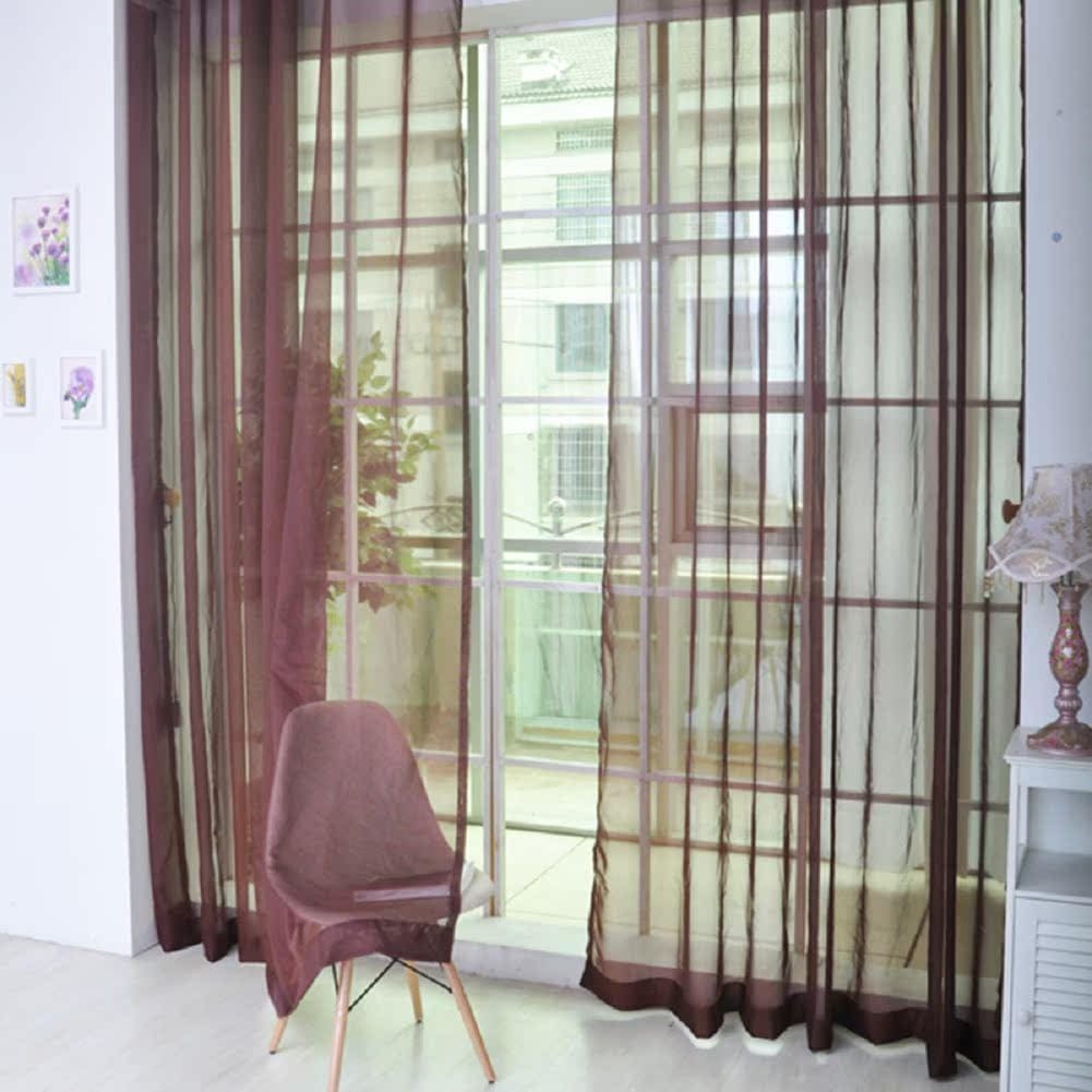 Iuokuby Luxury Semi Sheer Curtains 2 Panels Brown