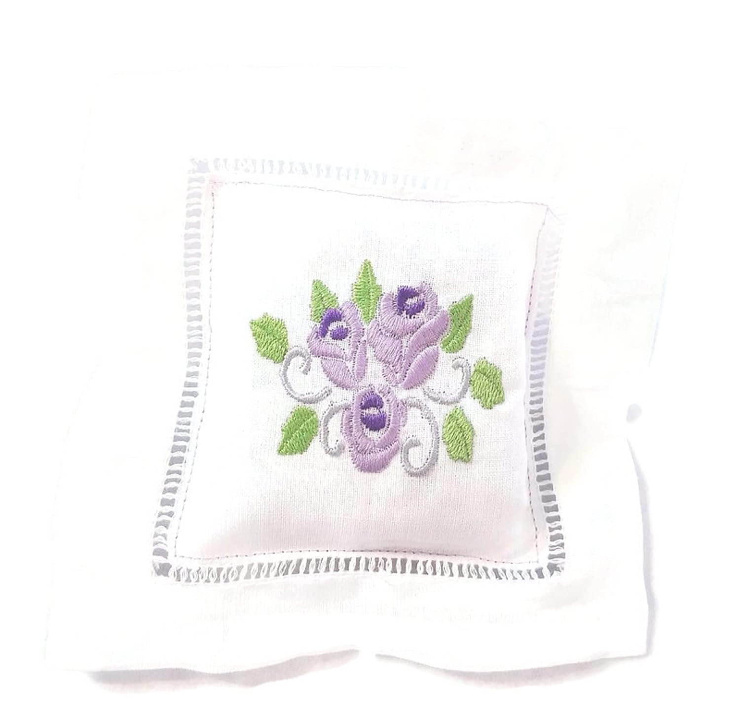 Lavender Rose Embroidered Linen Sachet 1