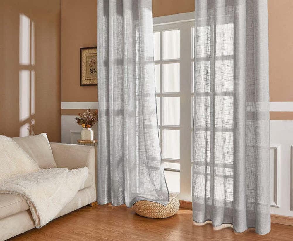 Modern Minimalist Gray Linen Curtains 2 Panels