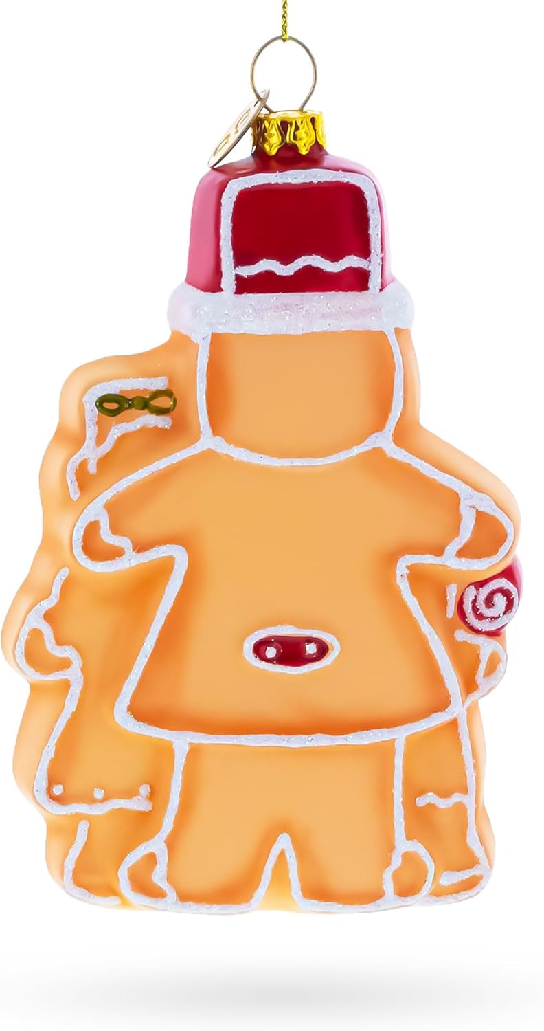 Charming Gingerbread Family Blown Glass Christmas Ornament 1