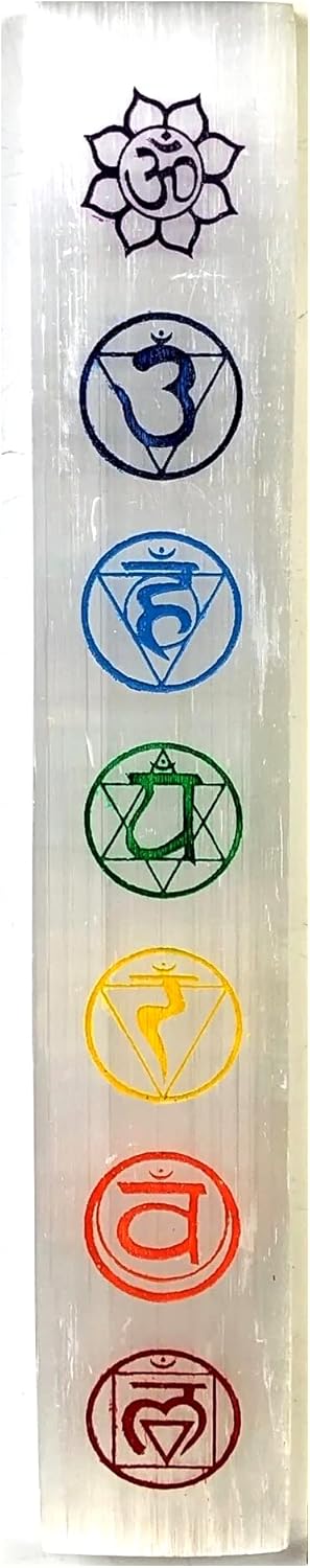 Natural Selenite Crystal Chakra Symbol Meditating Charging Plate