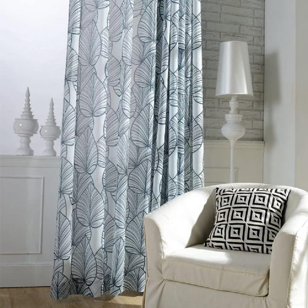 Iuokuby Simple European Style Semi Sheer Curtain Panel Blue