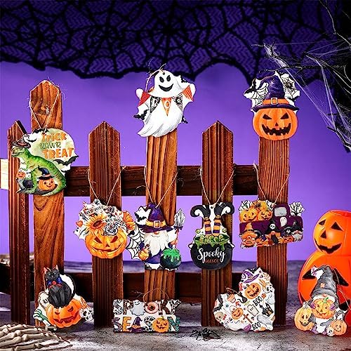 36 Pcs Halloween Wood Hanging Ornaments 12 Styles