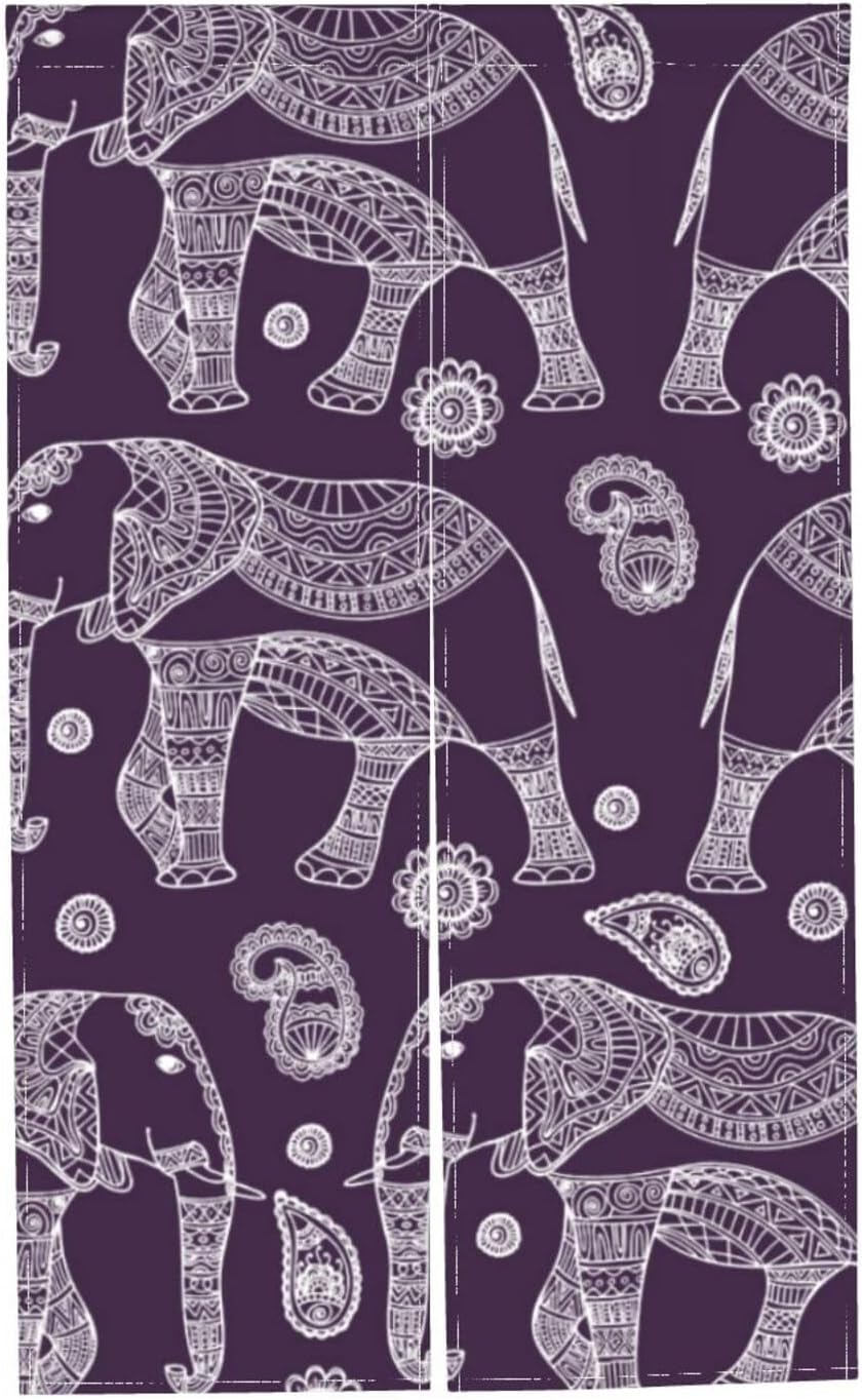 TREPKO Room Divider Door Tapestry Cartoon Elephant Curtain
