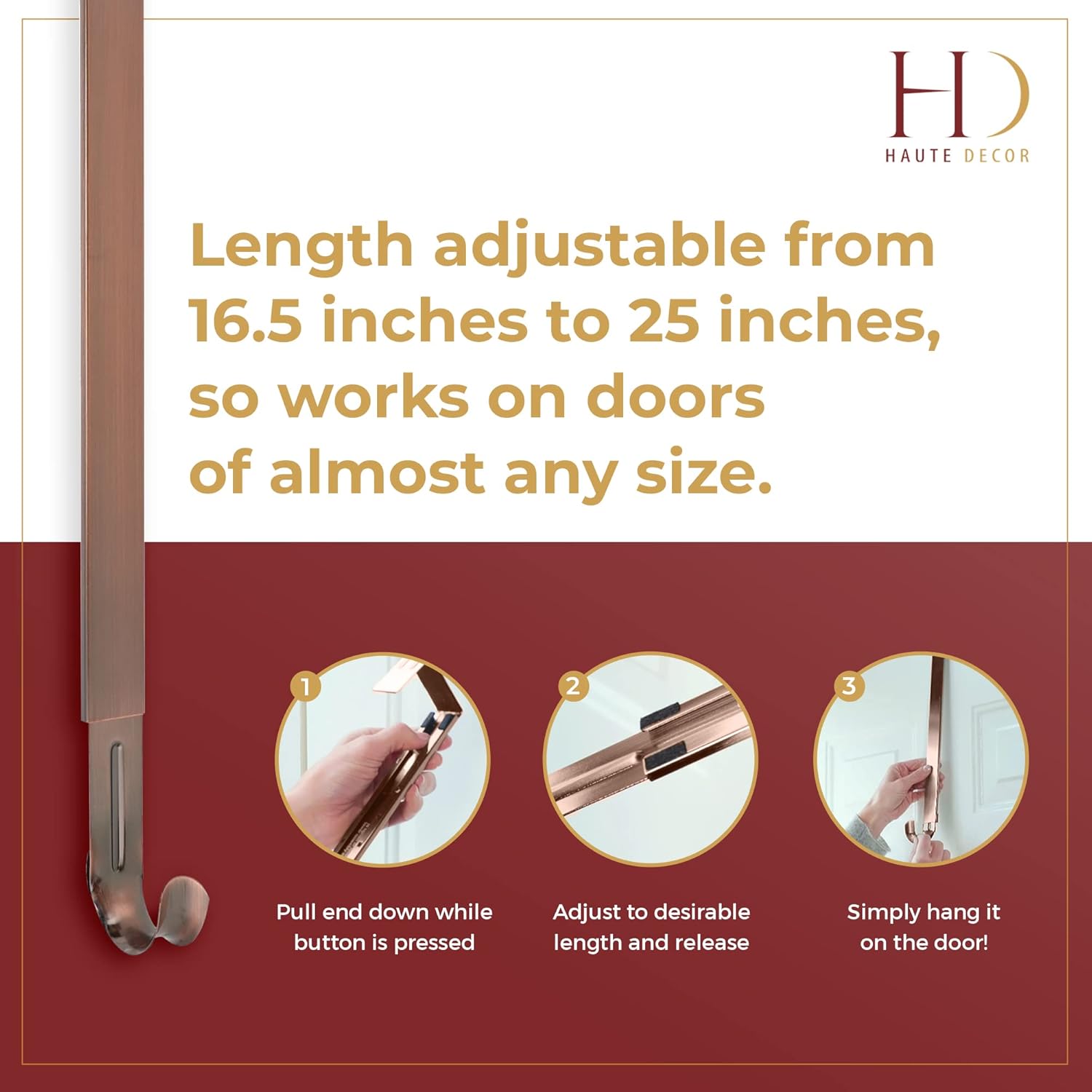 Haute Decor Adapt Adjustable Wreath Hanger with Removable Icon 1