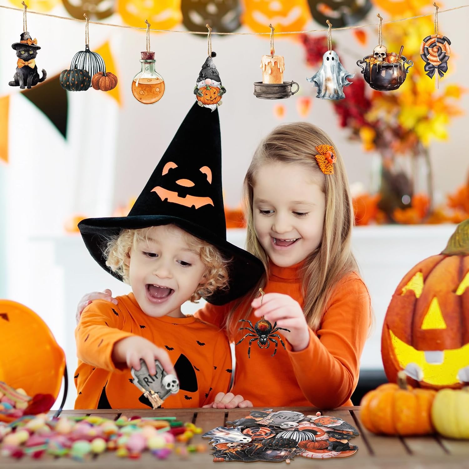 Huwena 36 Pcs Halloween Tree Ornaments