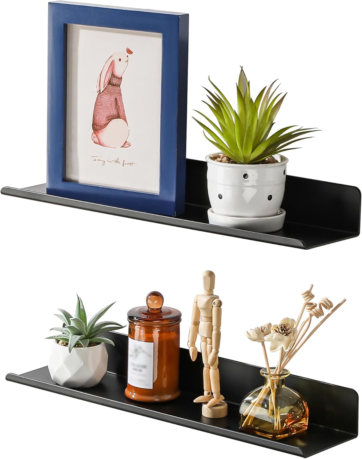 SAYAYO Black Floating Shelves 2pcs Wall Storage