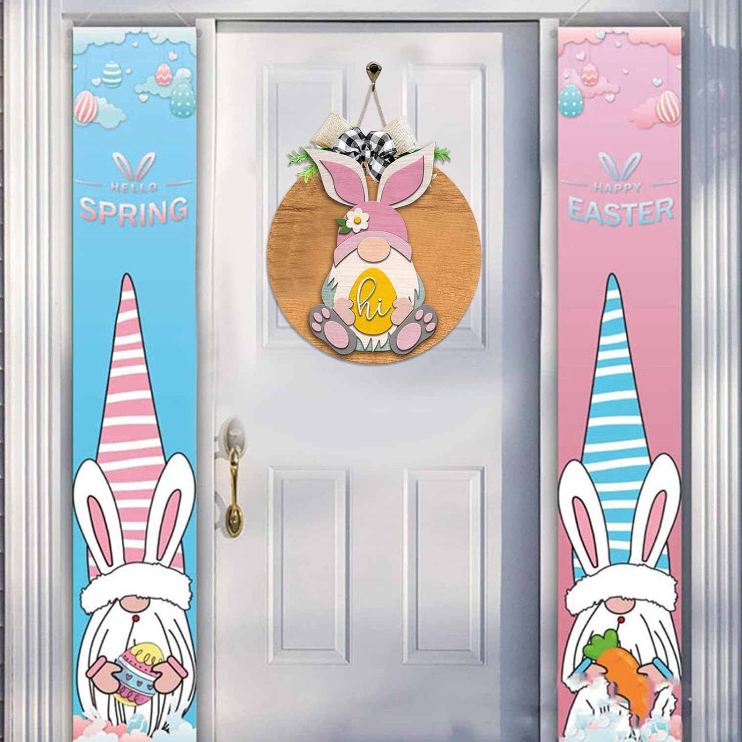 Hand-Woven Easter Bunny Door Hanger Wreath Decor