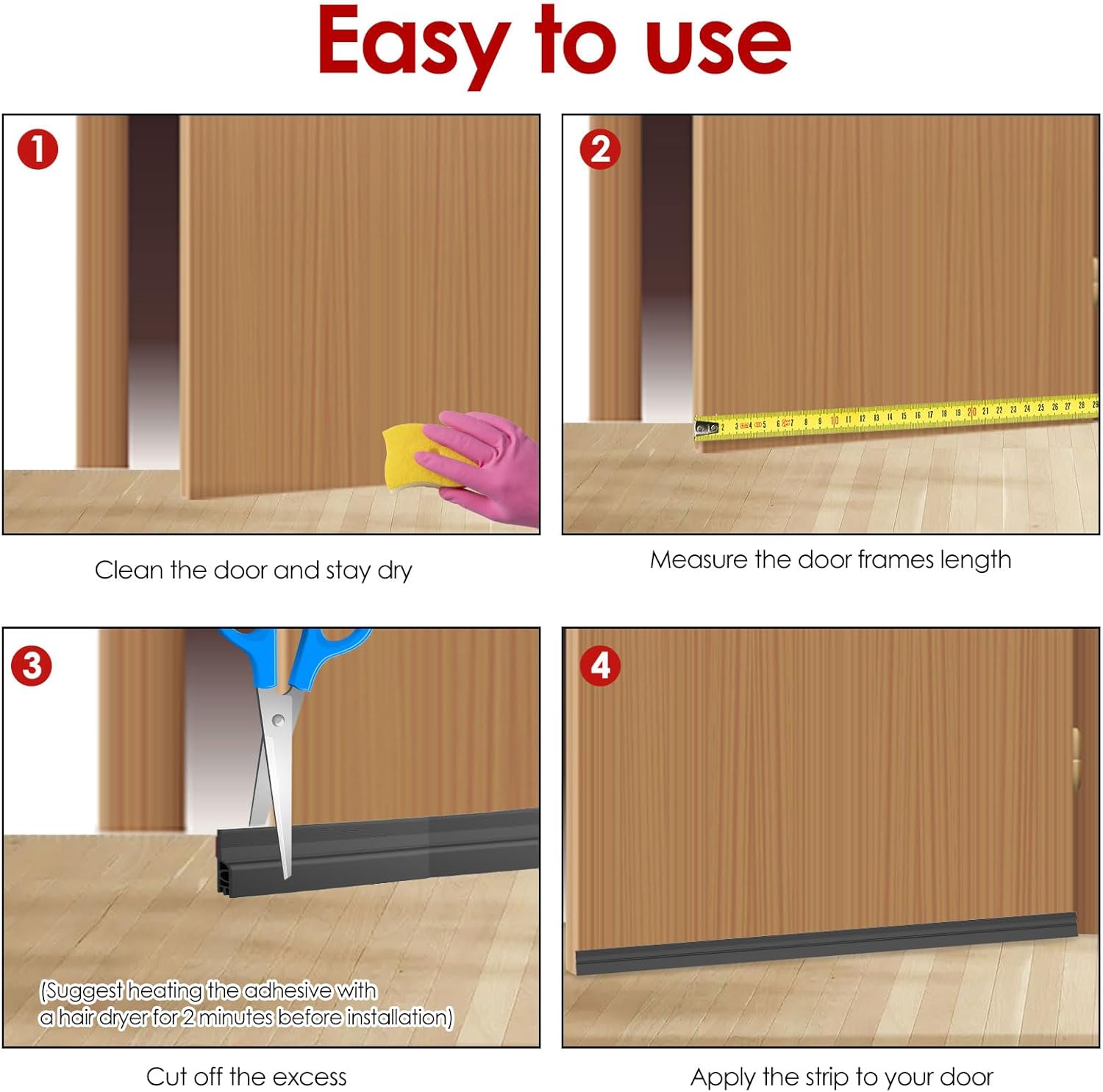 118 Inch Door Draft Stopper with Adhesive Backing