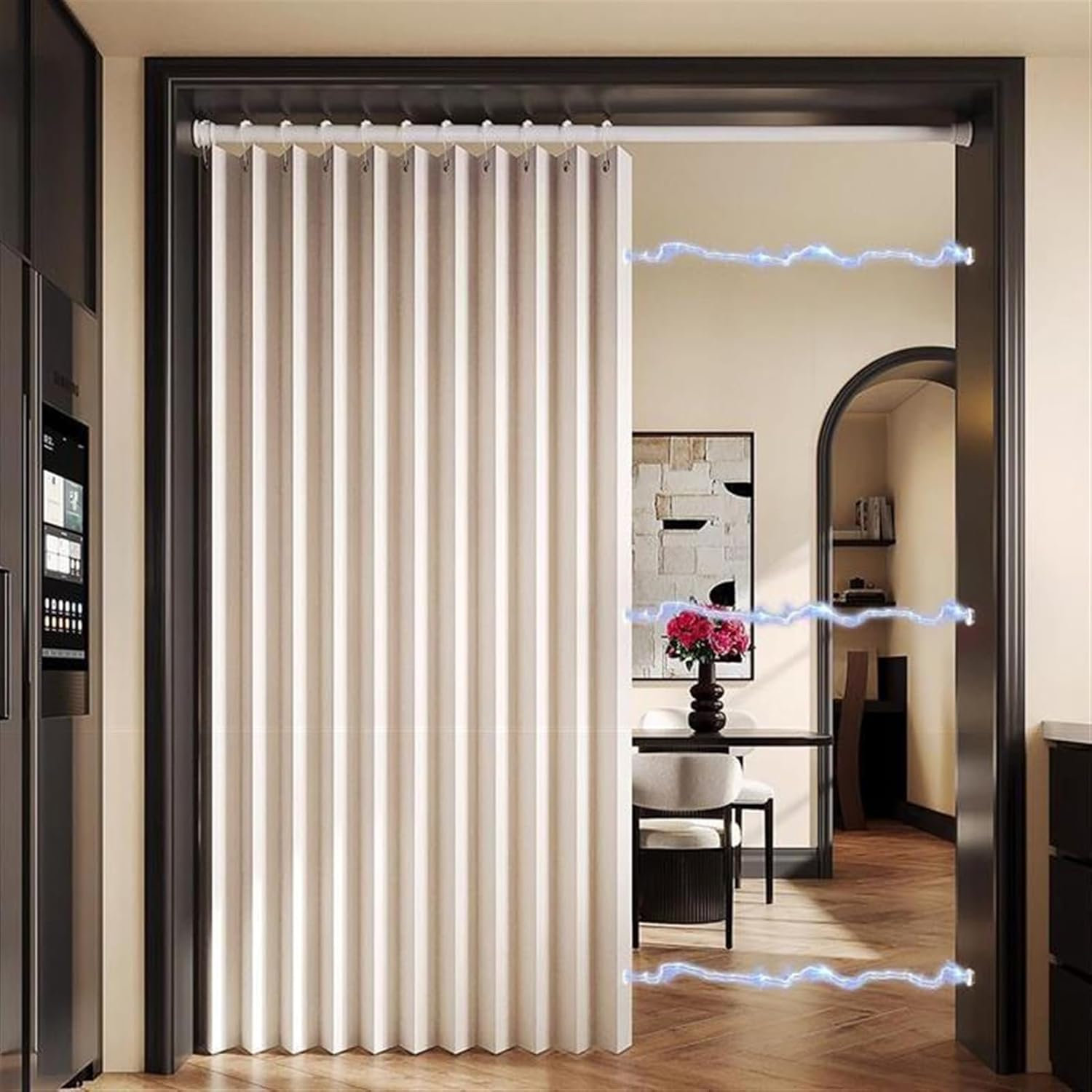 Blackout Accordion Door Curtain with Magnetic Buckles