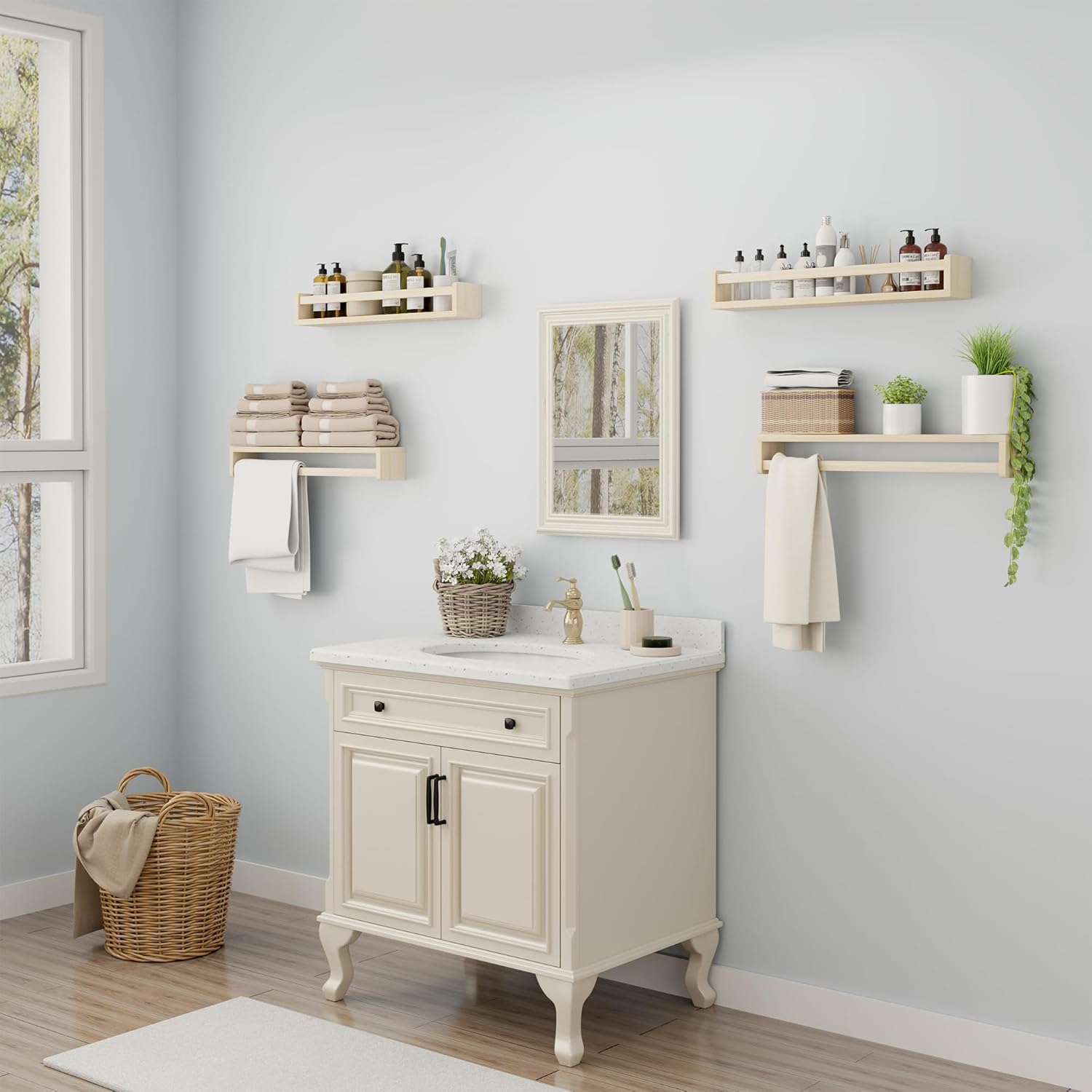 24 Inch Solid Wood Floating Shelves Set of 2 for Nursery
