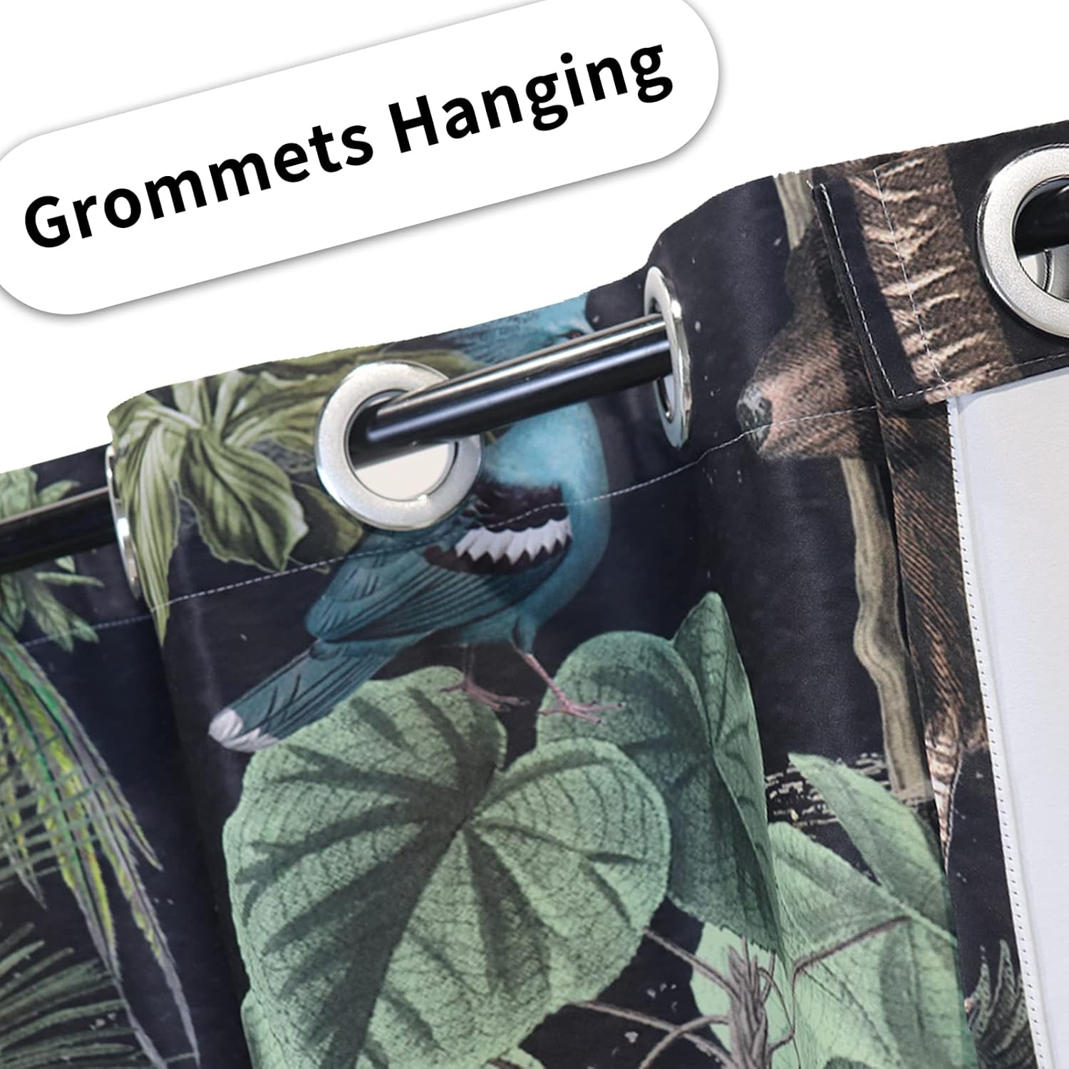 Yeele Animal Curtains Jungle Wildlife 3D Print Grommet Panels