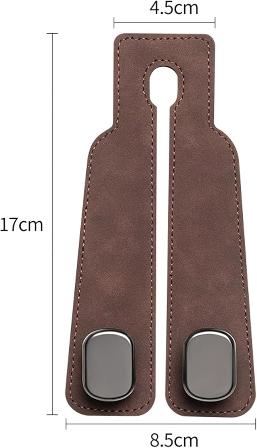 TwinHook Leather Car Headrest Hangers Brown 2