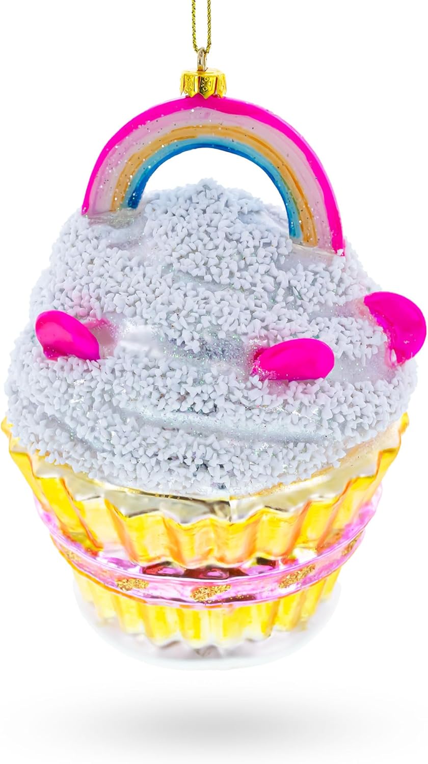 Delightful Sprinkled Cupcake Christmas Ornament