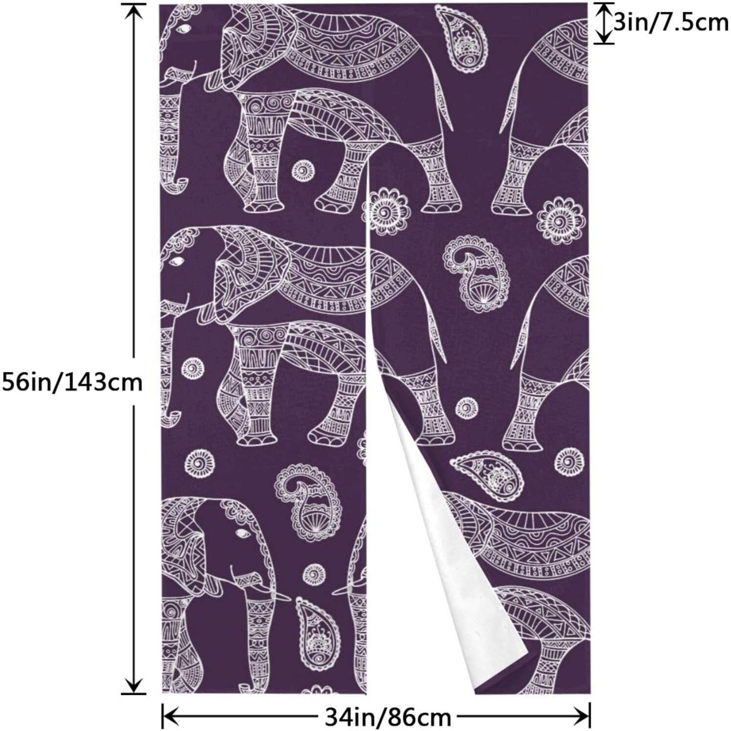 TREPKO Room Divider Door Tapestry Cartoon Elephant Curtain