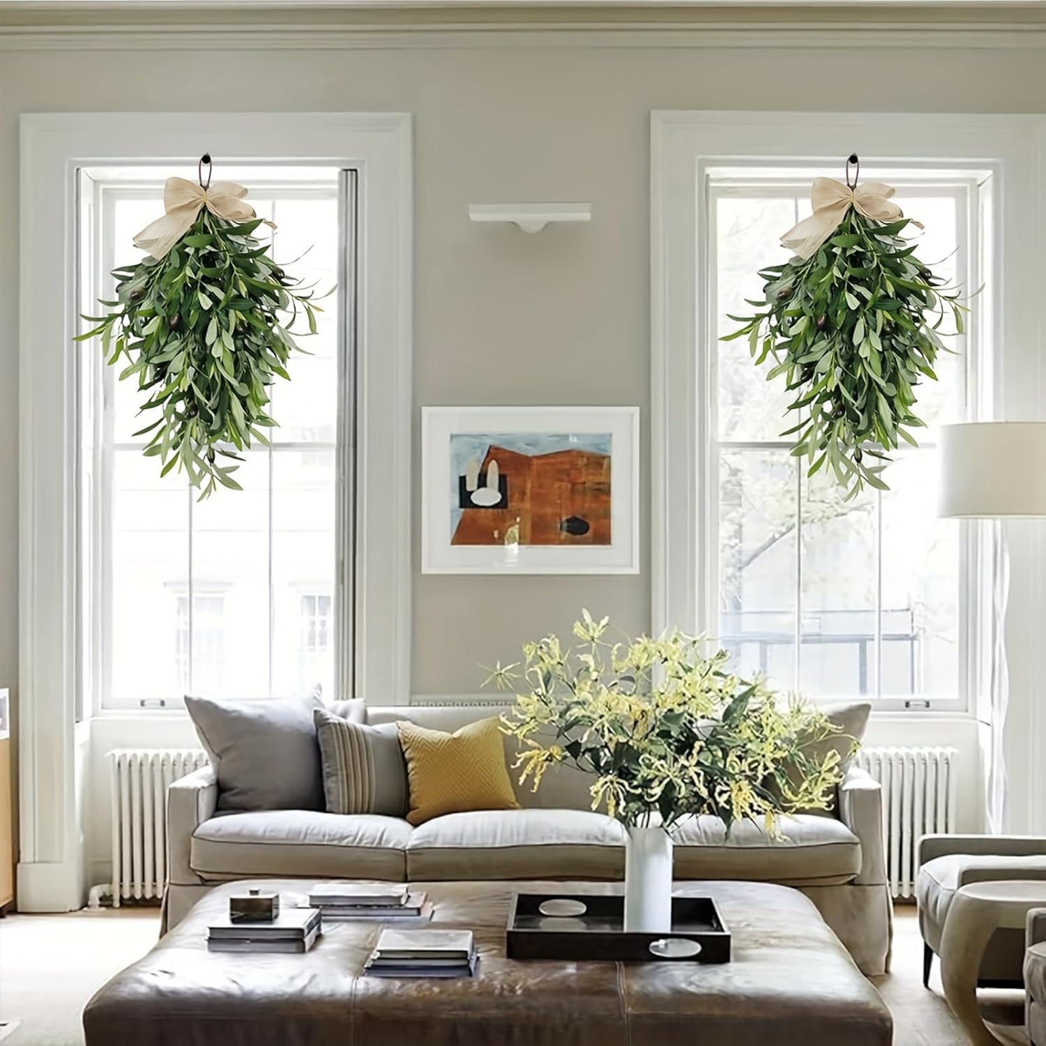 236 Inch Artificial Olive Teardrop Wreath for Home Decor