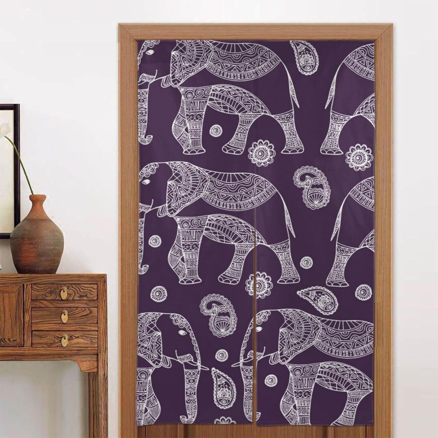 TREPKO Room Divider Door Tapestry Cartoon Elephant Curtain